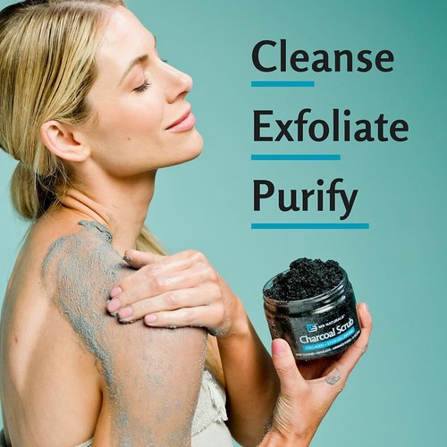 Charcoal Salt Scrub w/ Collagen – Detox & Smooth Skin, Face & Body Exfoliant - Picture 5 of 9