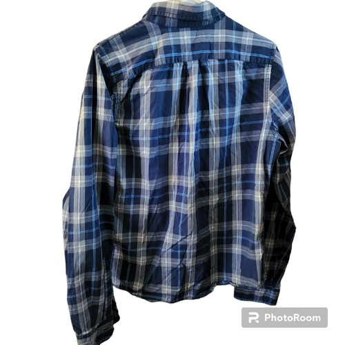 ABERCROMBIE & FITCH MUSCLE L/S PLAID BLUE SZ XL - Picture 2 of 4