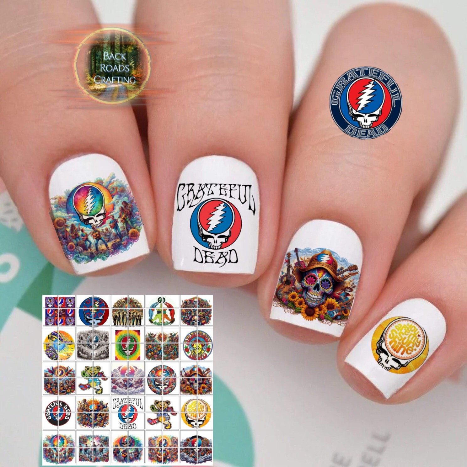 Grateful Dead Waterslide Nail Art Decals Set Of 50  Instructions , Greatful