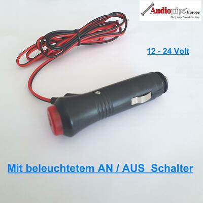 12-24V KFZ Zigarettenanzünder Stecker mit Verlängerungskabel 2m + Schalter Nr.20