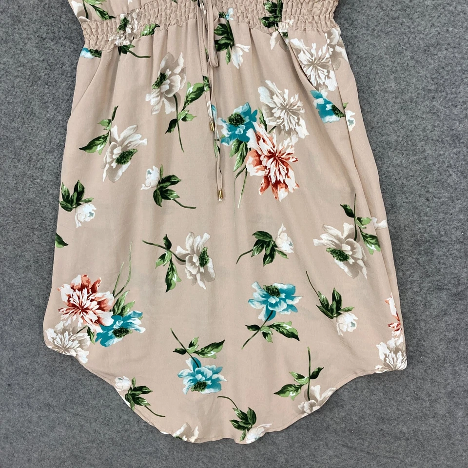 Vestido Feminino Silver Wishes Tamanho 12 Floral Bege Elástico Cintura Manga Curta 4702 - Imagem 3 de 4