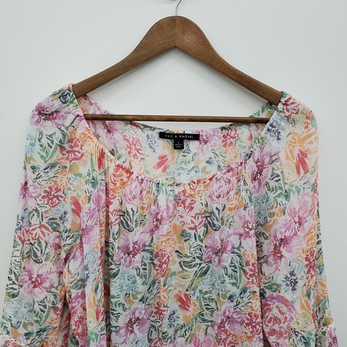 Blusa Zac & Rachel Floral Manga Campana Volantes Dobladillo Boho Campesino Top Mujer Talla L - Imagen 9 de 14