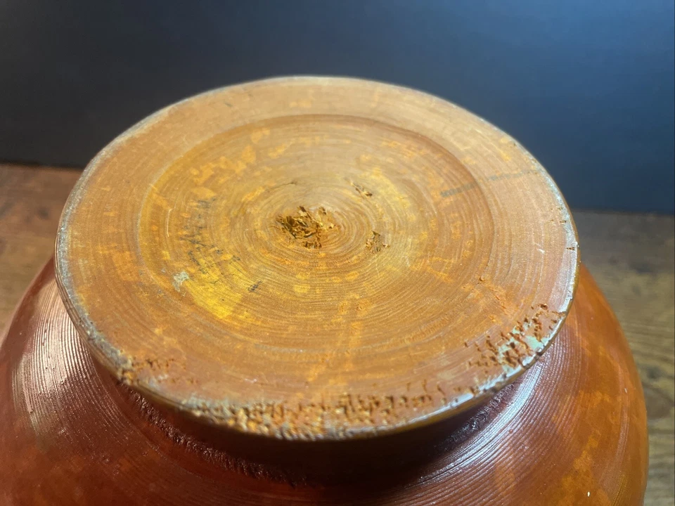 Tigela Tsampa Tibetana Antiga com Tampa, Madeira Tornada, 6,75 X 7" Pátina Rica  - Imagem 4 de 4