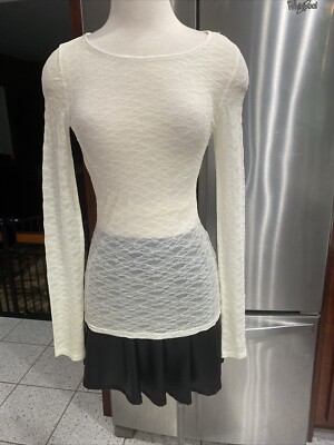 NWT EXPRESS Women`s Creamy White Stretch Mesh Long