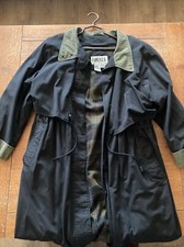Vintage Forenza Trench Coat Womens Long Black Lined Heavyweight 1990s Sz 16