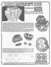 Rickman Metisse Weslake T120 Triumph 8 Ventil Prospekt & Teile List Kopien