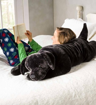 large stuffed black lab