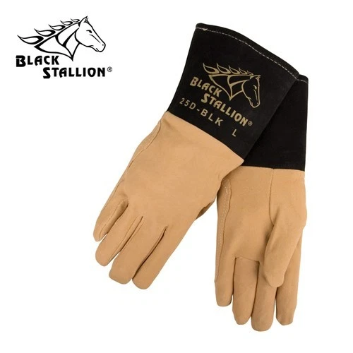 REVCO BLACK STALLION 25D-BLK DEERSKIN TIG WELDING GLOVE sz LG