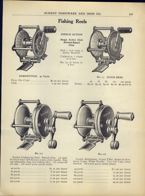 1910s PAPER AD Hendryx Single Action Double Multiplying Fishing Reel 116 112 36 