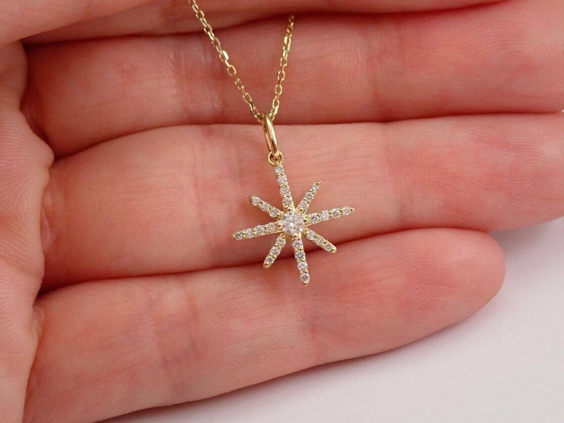 North Star Kay Jewelers Star Necklace 1Ct Round Cut Lab Created