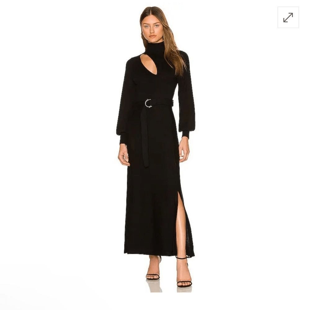 mahila crochet knit midi dress Black Crochet Knit Ruffle Strap Maternity Midi Dress main image 0