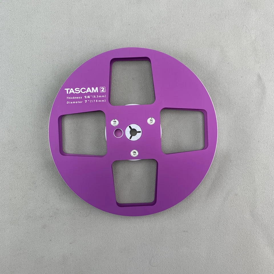 1 par de carretes de recogida Pro 7" aluminio TASCAM púrpura para grabadoras de cinta R2R de 1/4" Foto 3 de 4