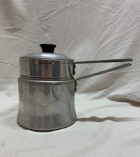 Vintage Mirro 3 Piece Aluminum 1.5 Quart Double Boiler W/Lid Made In USA