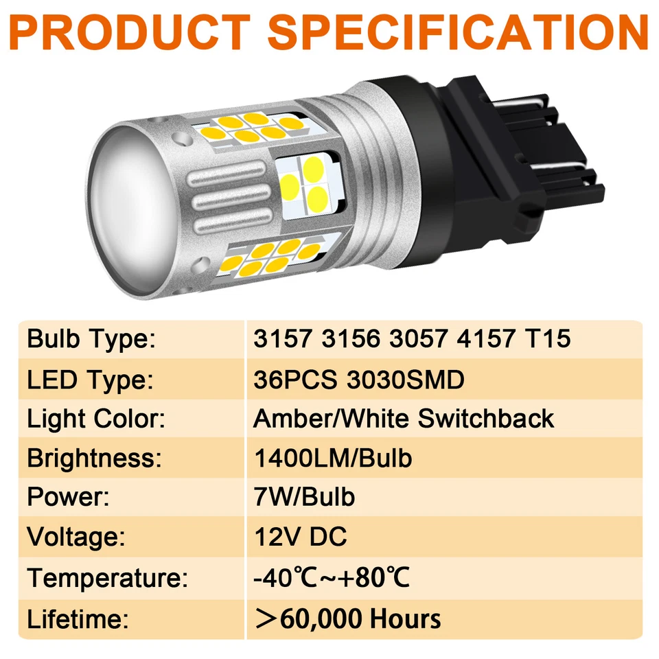 Luces de señal de giro LED ámbar blanco Switchback para Freightliner Cascadia 08-17 Foto 3 de 4
