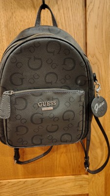 GUESS Mini Backpack Handbag Gray Logo / Black trim front  display picture 1