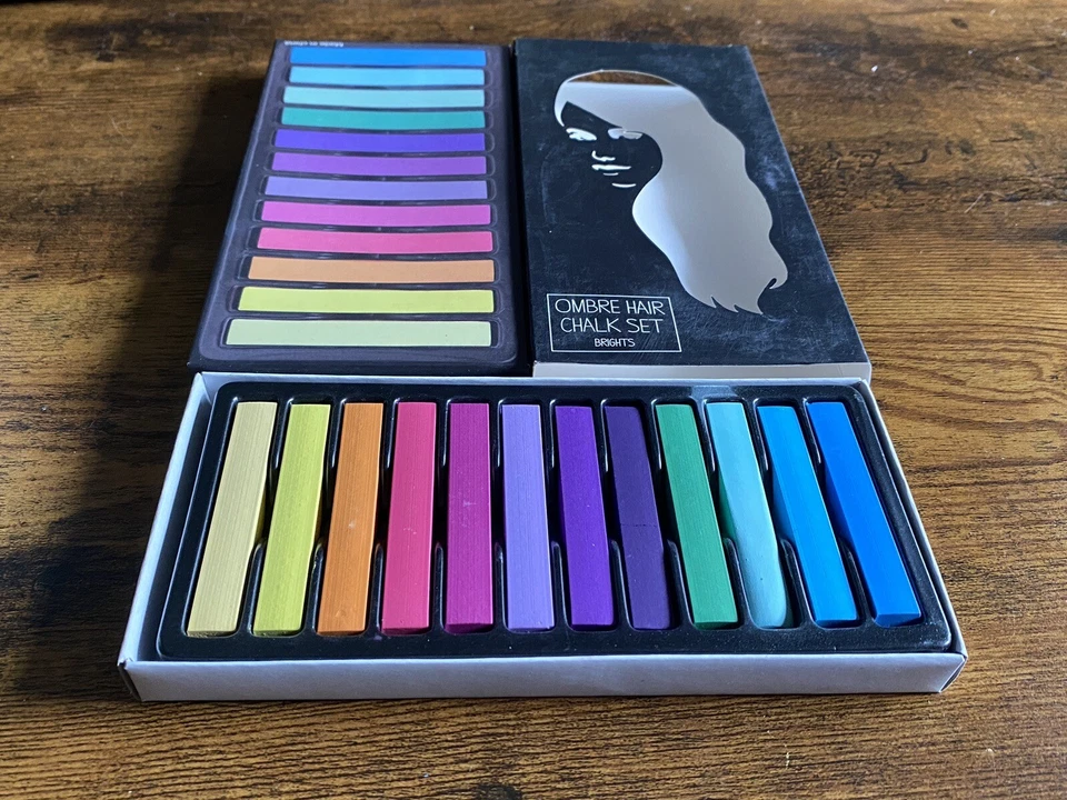 Tiza para el cabello Ombre Deluxe 12 BONITA EN PASTELES-azul, verde, rosa, púrpura + MÁS NUEVA EN CAJA Foto 4 de 4