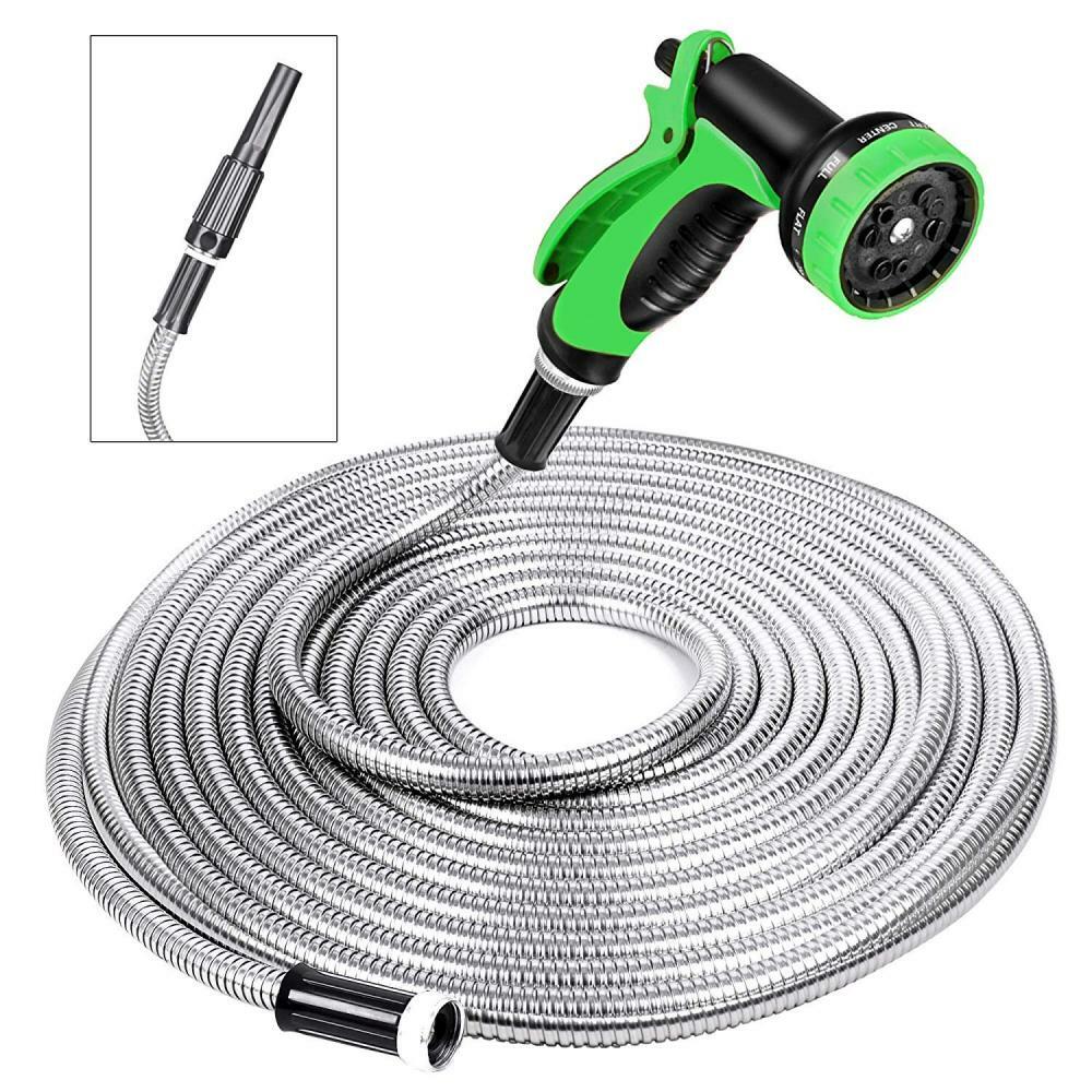 SPECILITE Heavy Duty 304 Stainless Steel Garden Hose 50Feet and Spray