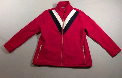 Tommy Hilfiger Women's Red Jacket With Front Zipper Large Patriotic 