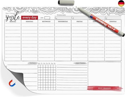 TOBJA  Wochenplaner magnetisch inkl. Stift - Terminplaner ohne Datum zum 