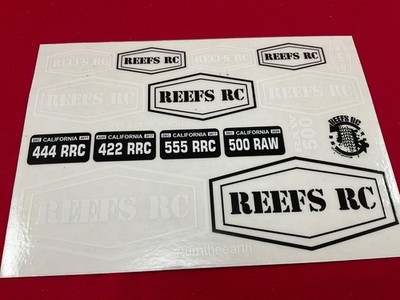 REEF S RC LOGO  DECAL SHEET decals stickers sticker 6 1/4X 4.5 WHITE BLACK