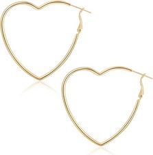 ToHeart 14k Gold Hoop Earrings Heart for Womens Sweet Love...
