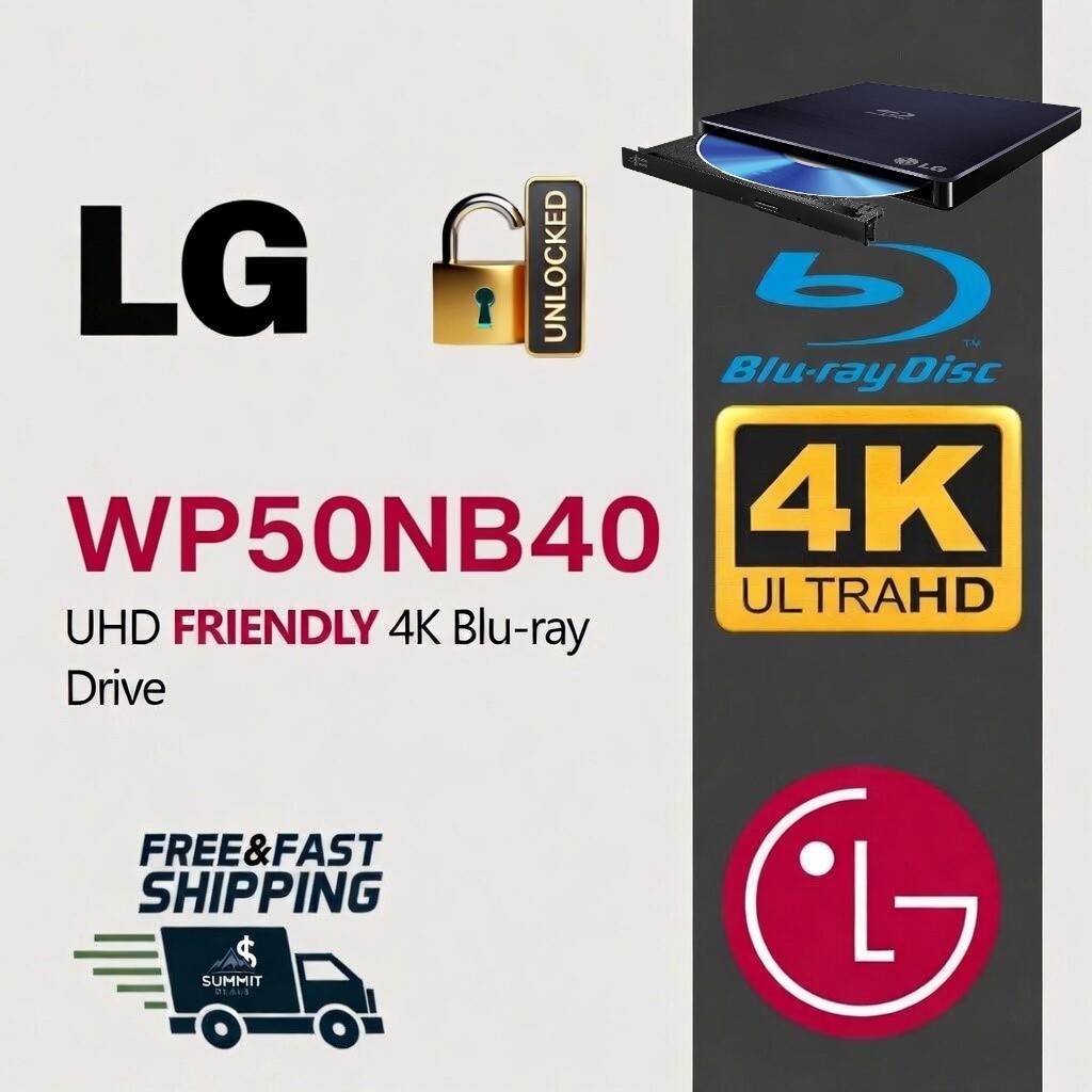 LG WP50NB40 External UHD Friendly 4K Blu-ray Burner LibreDrive MakeMKV Flashed