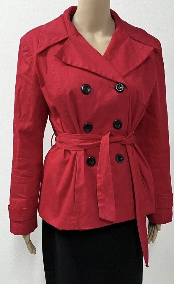 Gabardina roja de doble botonadura George para mujer AUS 14 UK 16 EUR 44 algodón carrera Foto 2 de 4