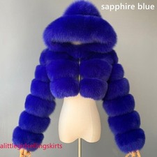Lady Furry Hooded Cropped Jacket Coat Soft Faux Fur Top Long Sleeve Luxury Warm