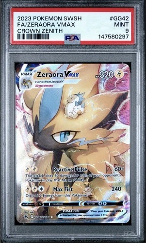 Zeraora VMAX GG42/GG70 SWSH: Crown Zenith: Galarian Gallery Holo MINT PSA 9