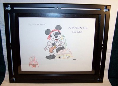 Disney 2000 Pirates Life for Me Pirate Mickey Mouse Sketch in Frame CUTE!