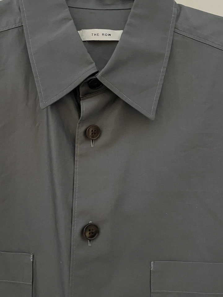 The Row Men’s Overshirt In Charcoal Cotton Made In France, Horn Buttons Size M - Image 4 of 4