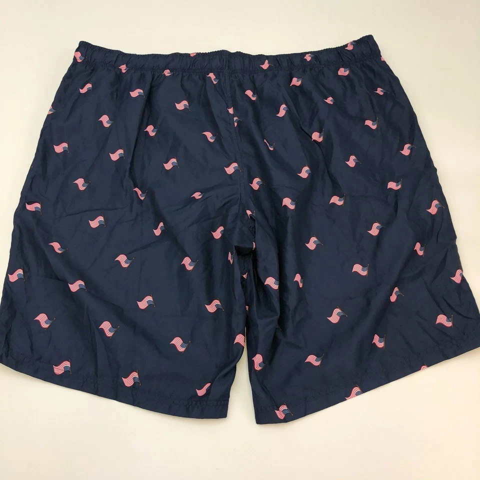 Bañador Glory Desteñido Para Hombres 3XL XXXL Azul Marino Encaje Corbata Malla Forrada Estampado Bandera EE. UU. Foto 4 de 4