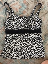 Lands End size 10 Tankini Top Underwire Leopard Black white 