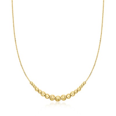 Ross-Simons Italian 3-6mm 18kt Gold Over Sterling Bead Station Necklace
