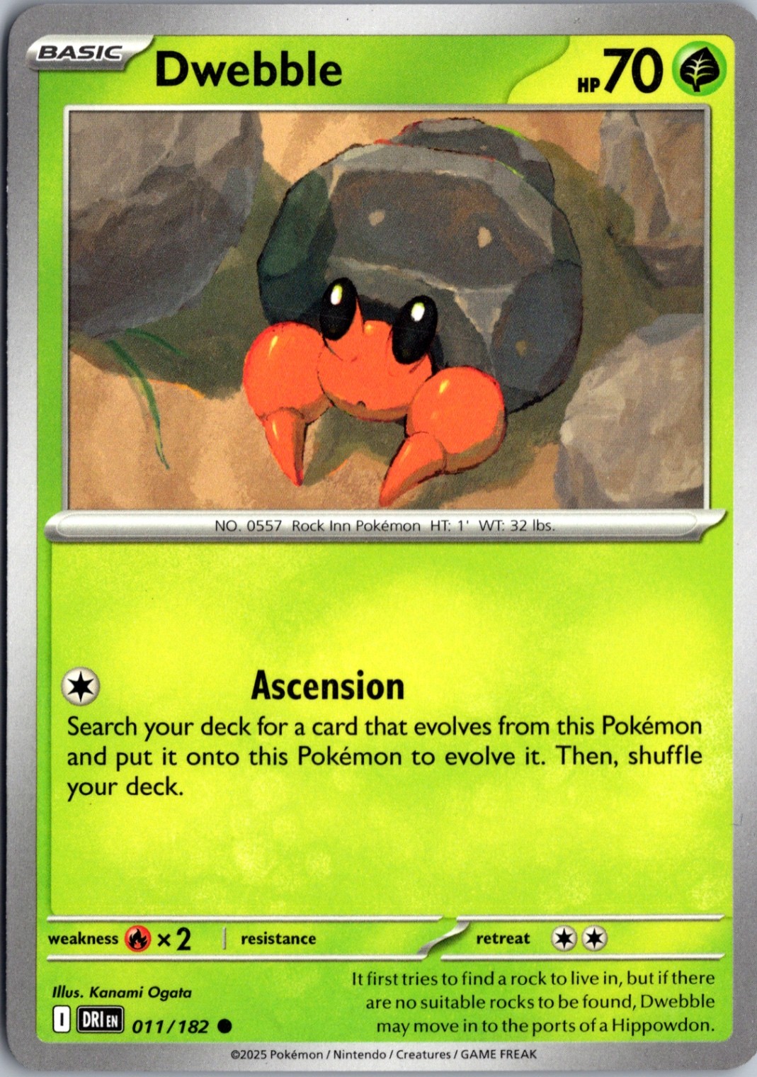 Dwebble Normal Common SV10: Destined Rivals 011/182 NM