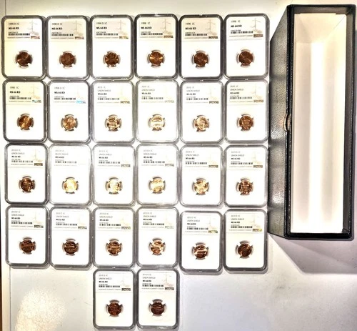 26-Coin Lincoln Cent Set - 1990 to 2010 - All NGC Certified - All MS 66 RD
