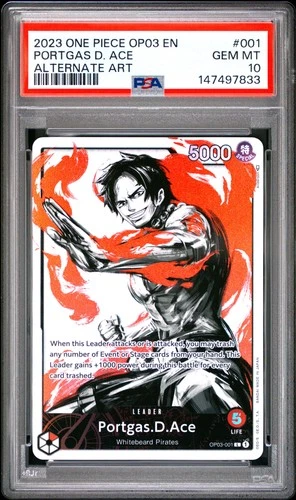 2023 ONE PIECE OP03-PILLARS OF STRENGTH ALTERNATE ART #001 PORTGAS D. ACE PSA 10