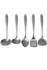 5 Piece Stainless Steel Serving Spoons Kitchen Utensils Ladle Slotted Catering