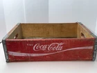 Coca-Cola Vintage Wooden Carrier Crate Red White with Metal Reinforcements Soda