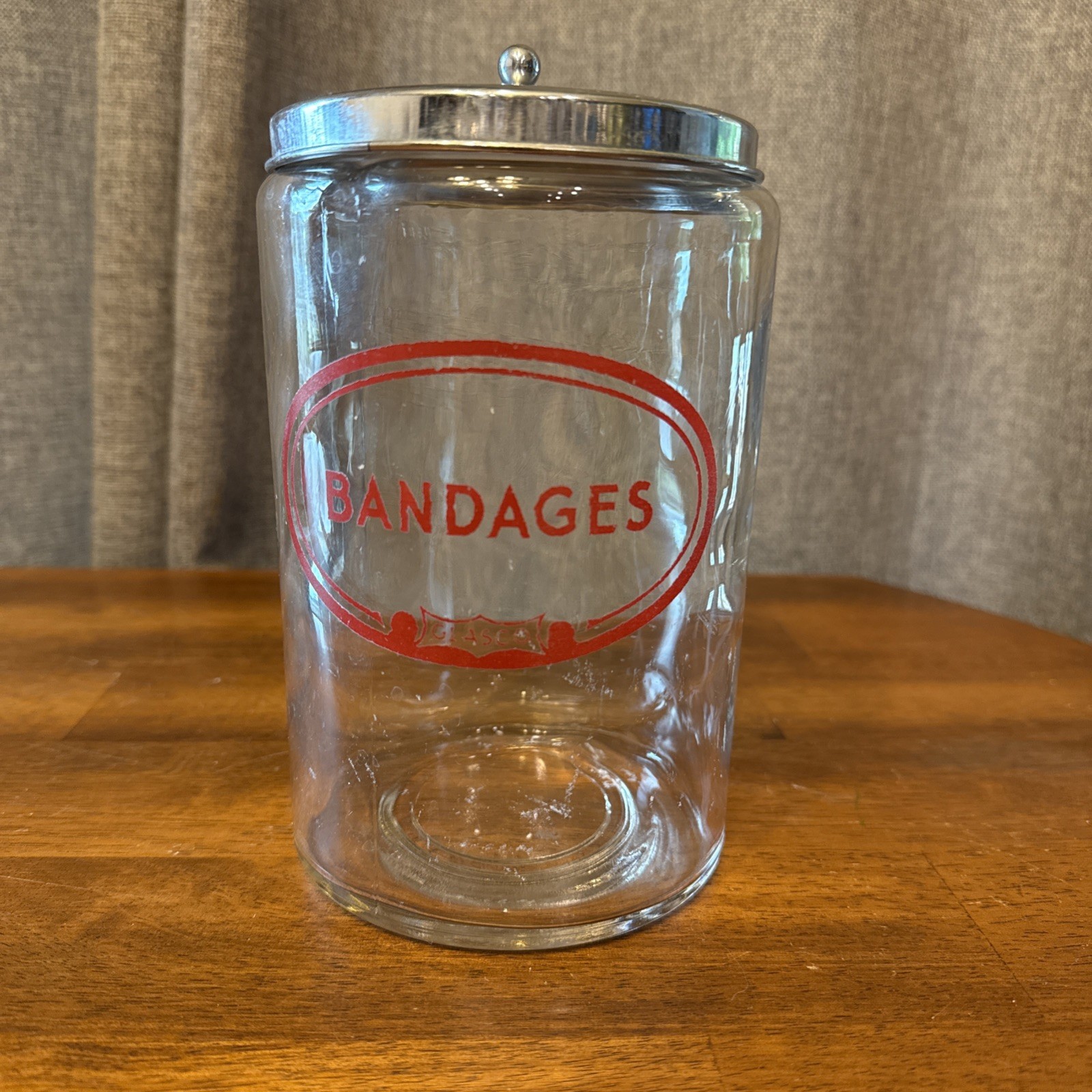 2 Glass “MERCO” Apothecary Jars VINTAGE containers Doctor Medical Office SS tops