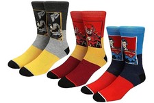 DC Comics Justice League Men's The Flash Batman Superman Adult 3-Pack Crew Socks