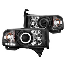 For Dodge Ram 2500 94-02 Headlights Driver Passenger Side Black Halo Projector