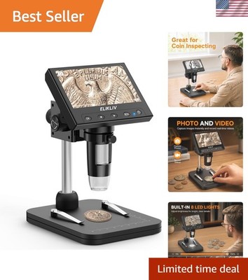 Versatile Digital Microscope with Ergonomic Design and Bright LED Illumination