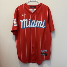 Men L Nike MLB Baseball Miami Marlins Sugar Kings JERSEY