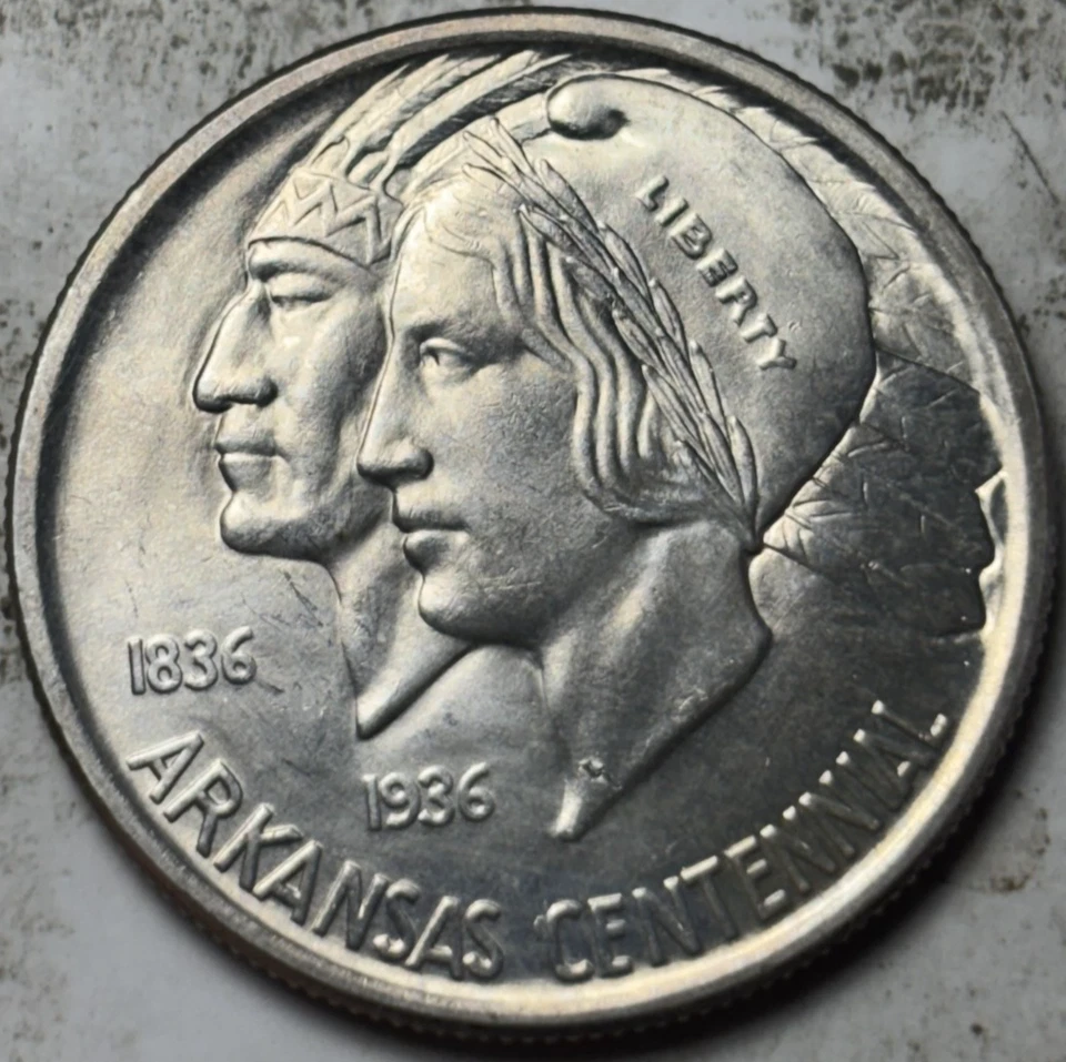 1937 Arkansas 50c Commemorative Half Dollar. Attractive Uncirculated Example! - Image 2 of 2
