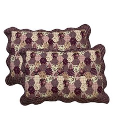2-Piece Boho Cotton Quilted Bed Pillow Shams Floral Printed Patchwork Pillow ...