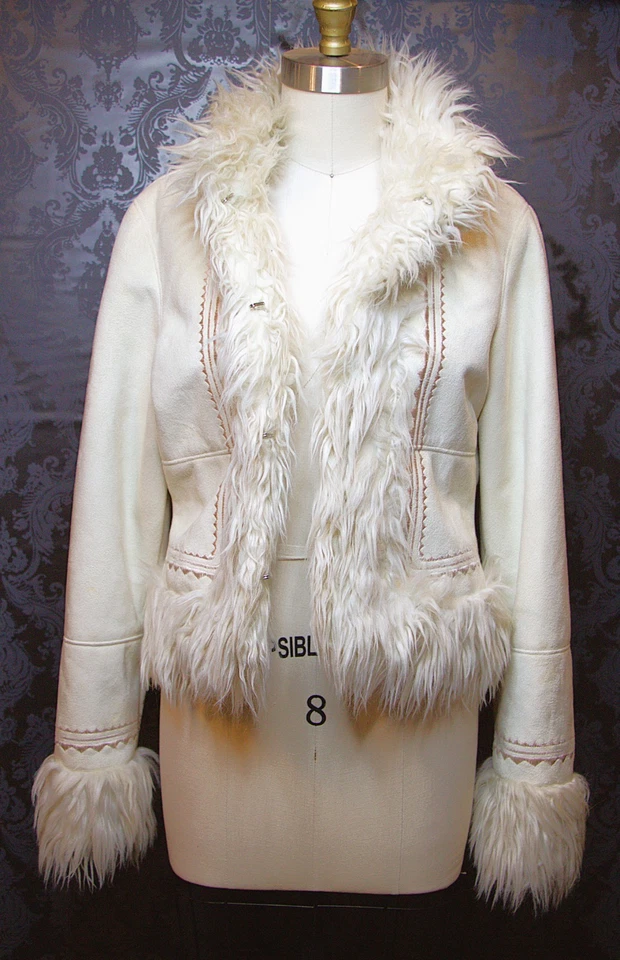 Casaco vintage Bebe de camurça sintética aparado com pele – Tamanho grande, novo com etiquetas - Imagem 3 de 4