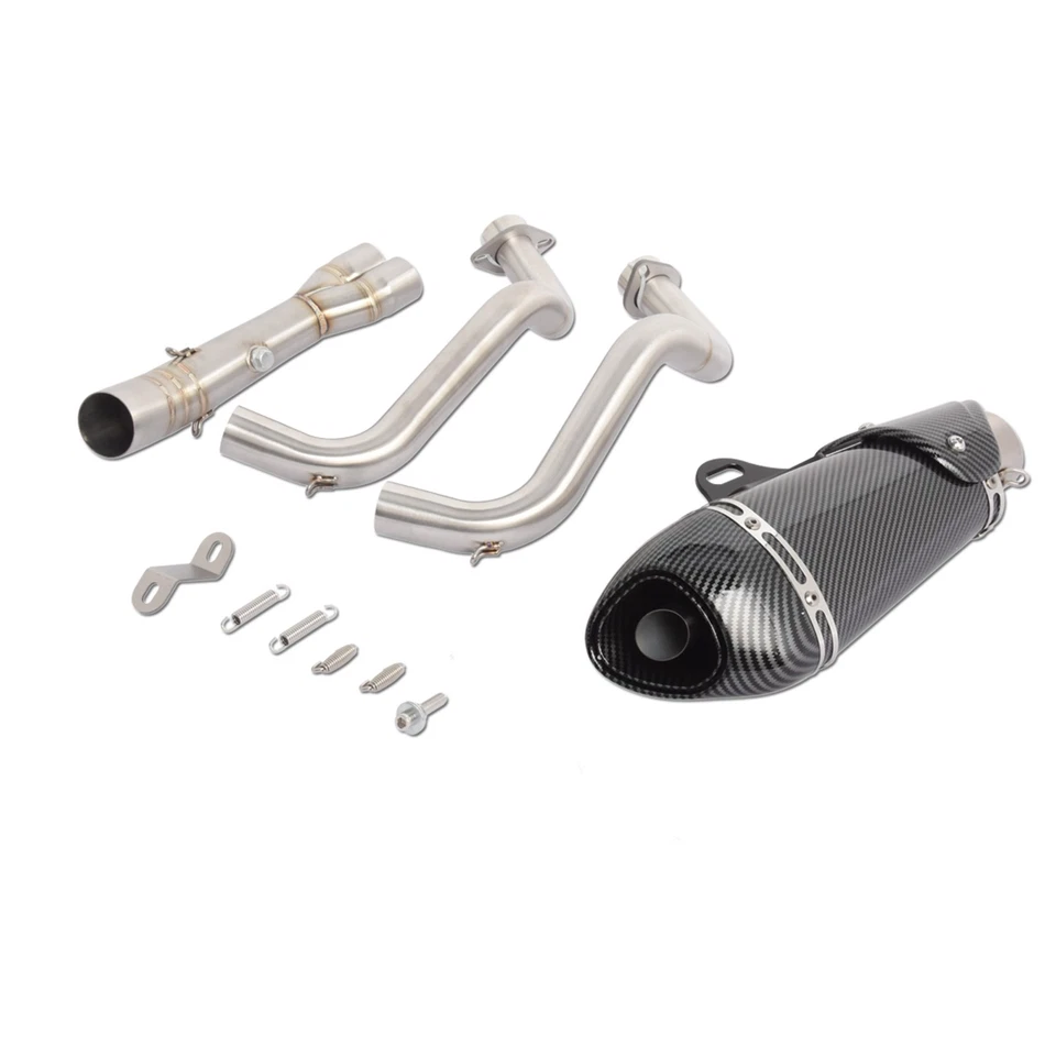 Full System for Yamaha YZF R7 MT-07 FZ07 Exhaust Front Pipe Muffler Carbon Paint Foto 2 de 4