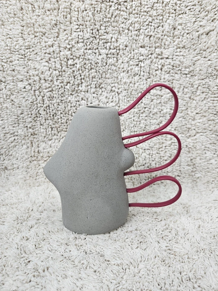 Aleta superior Futurología Acuario Acuático Decoración Cerámica Cara con Goma Pelo Rosa Foto 3 de 4