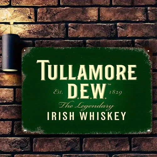 2D Flat,Tullamore Dew Irish Whiskey Logo Vintage Tin Metal Signs Home Décor 8x12
